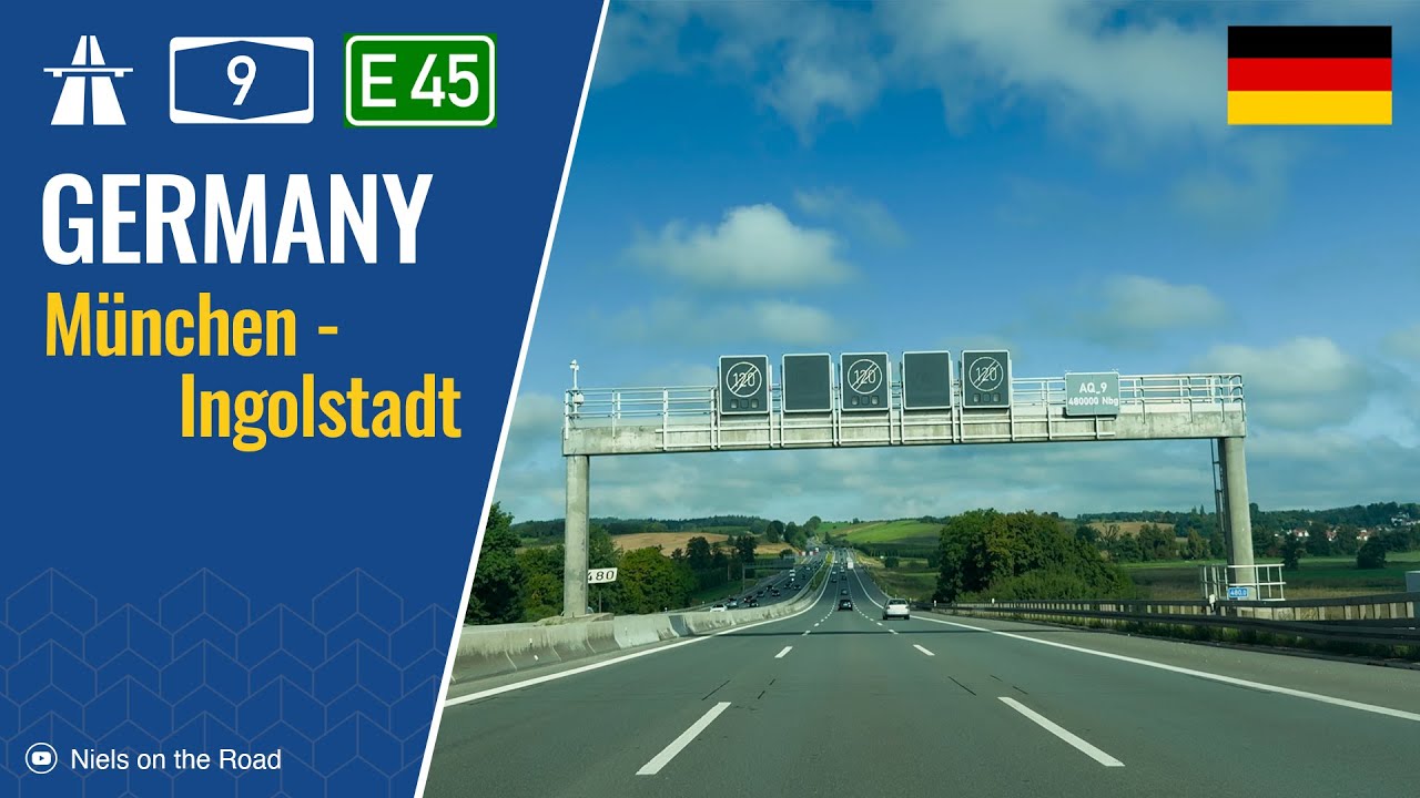 Driving in Germany: Autobahn A9 E45 from München to Ingolstadt