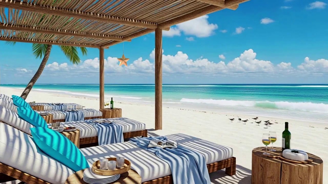 Tropical Outdoor Café Bossa Nova - Calm Beach Jazz Ambience in a Shaded Setting for a Quiet Getaway