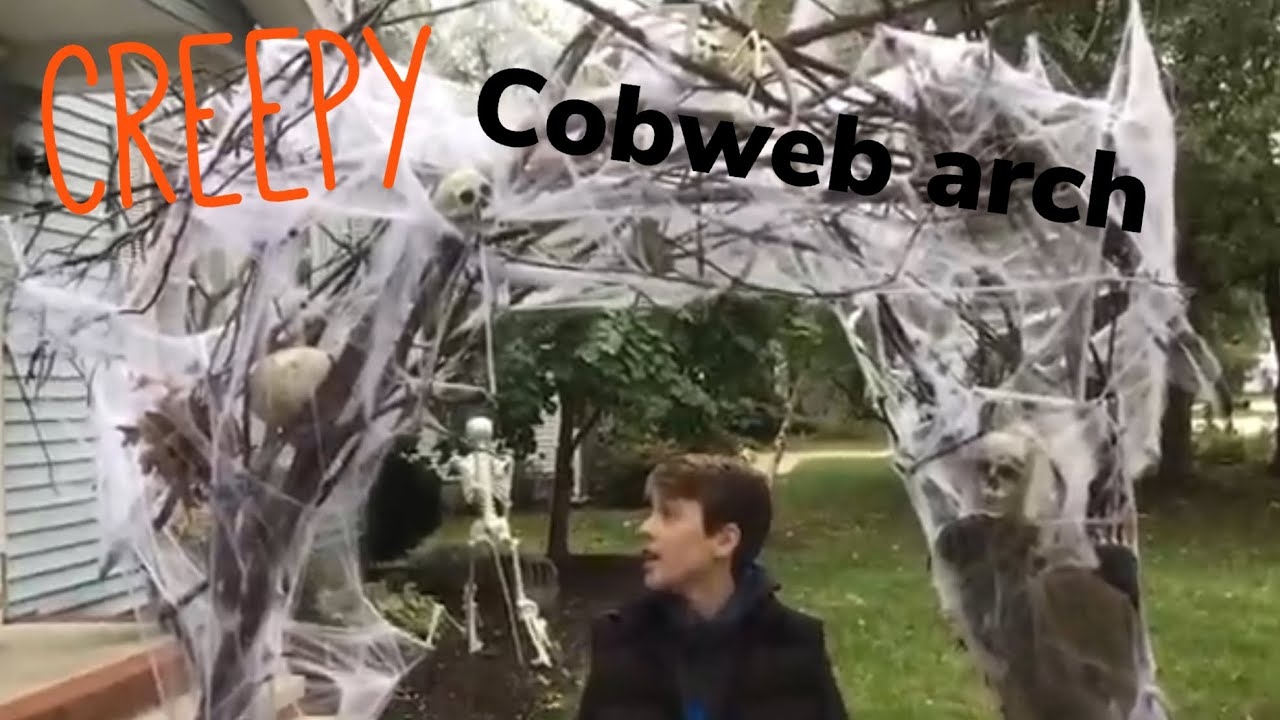 DIY HALLOWEEN SKELETON COBWEB ARCHWAY