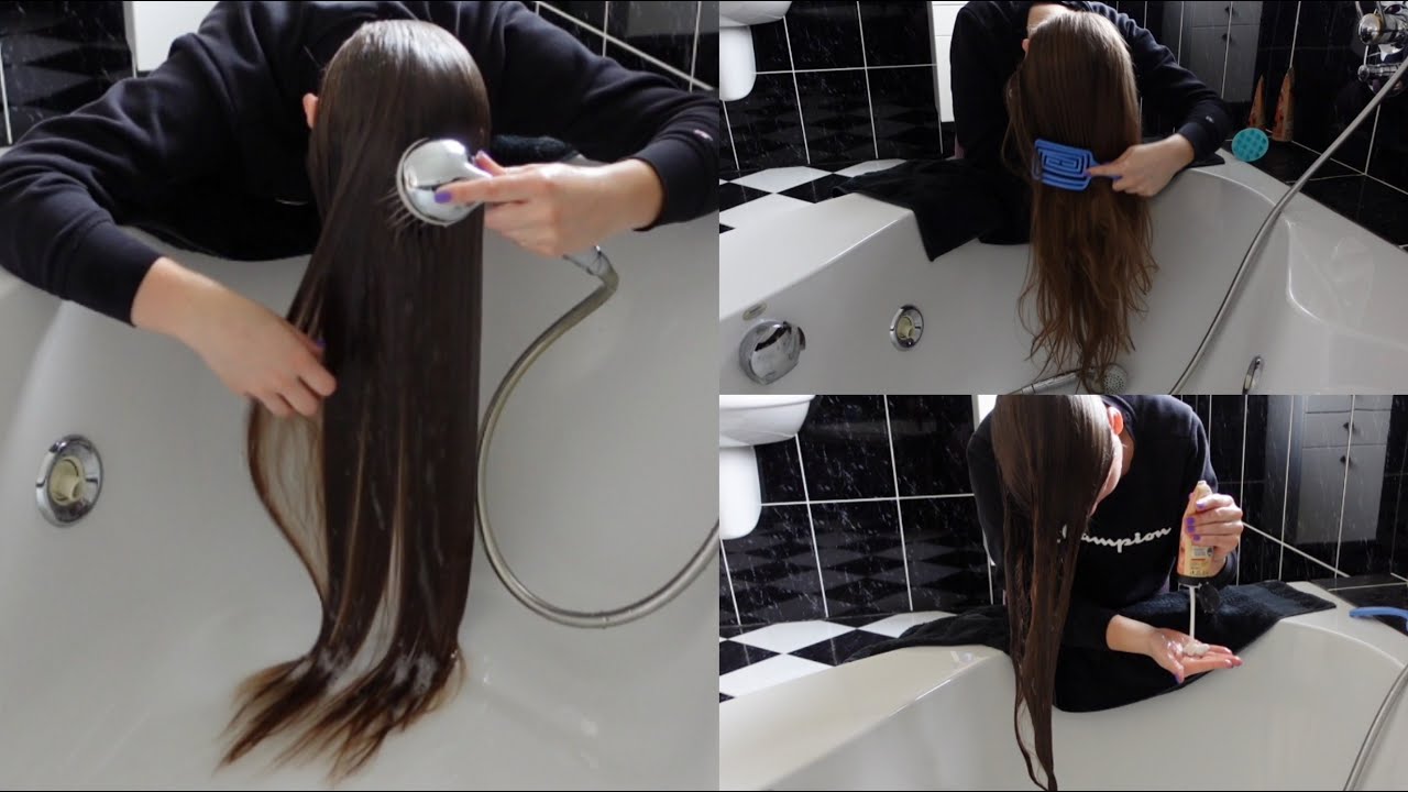 ASMR Washing my Long Hair Forward & Long Hair Brushing
