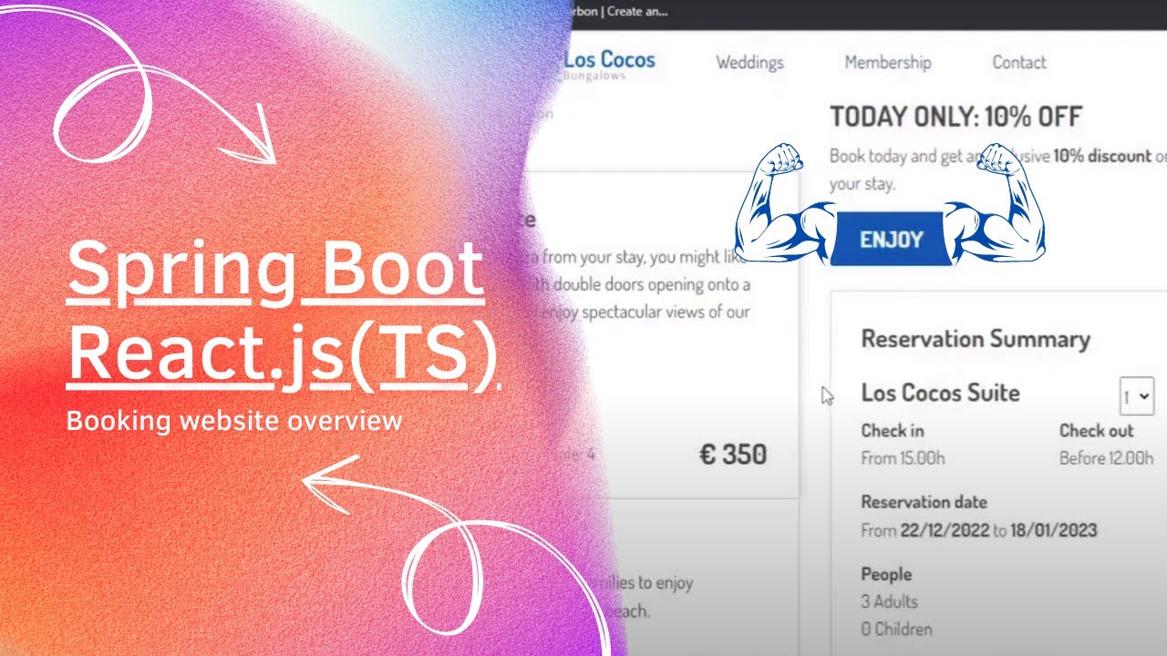 Spring Boot React.js TypeScript Booking website overview