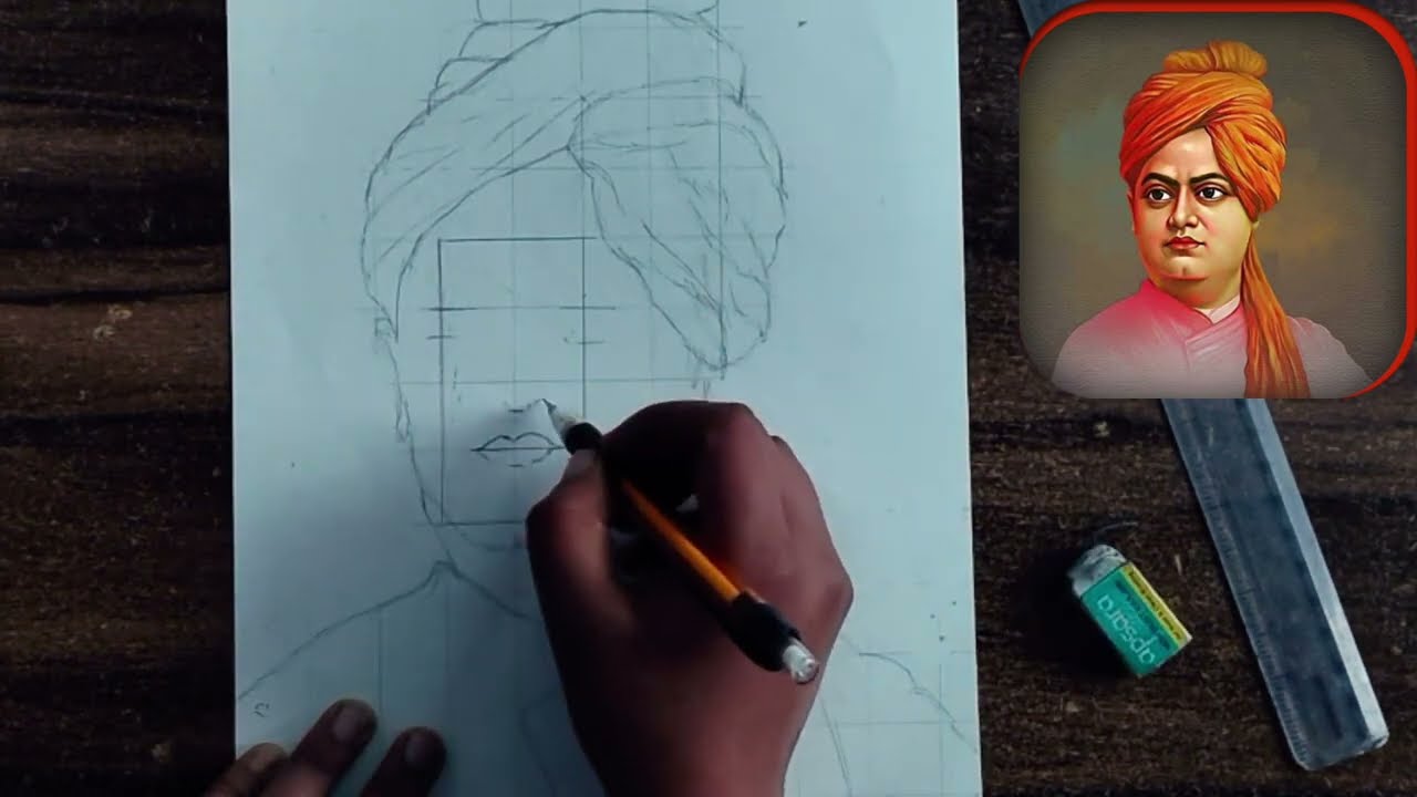 How to draw Swami vivekananda,  Swami vivekananda drawing||Step by step Tutorial 