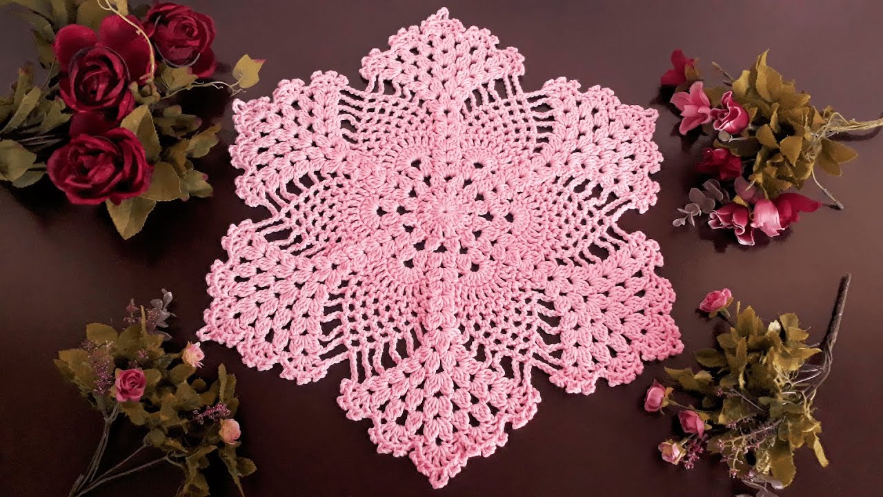 SOUSPLAT DE CROCHÊ | Ponto Abacaxi ou Pinha Ponto Puff #crochet #sousplatdecroche #mesaposta