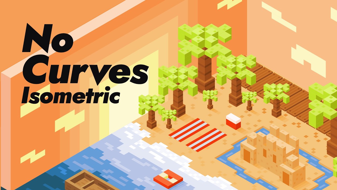 An Isometric Beach Scene With ZERO Curves (Affinity Speed Art)