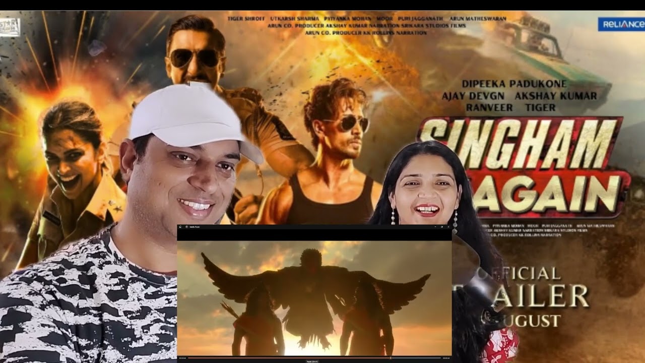 🚔Rohtak Ki Jodi Couple Reacts to SINGHAM AGAIN TRAILER | Rohit Shetty | Ajay Devgn | Kareena Kapoor🔥