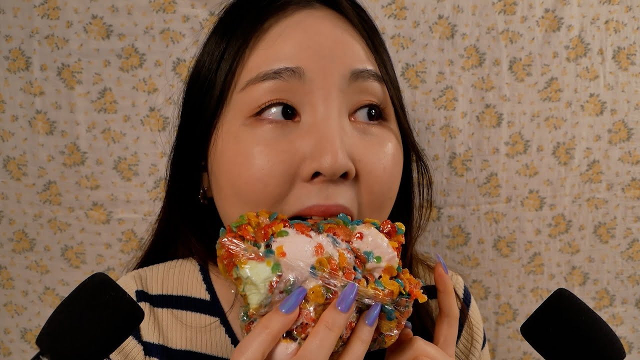 직접만든 쫀득쿠키 아니고 말랑쿠키 ASMR｜Fruity Pebbles Rice Crispy Treat