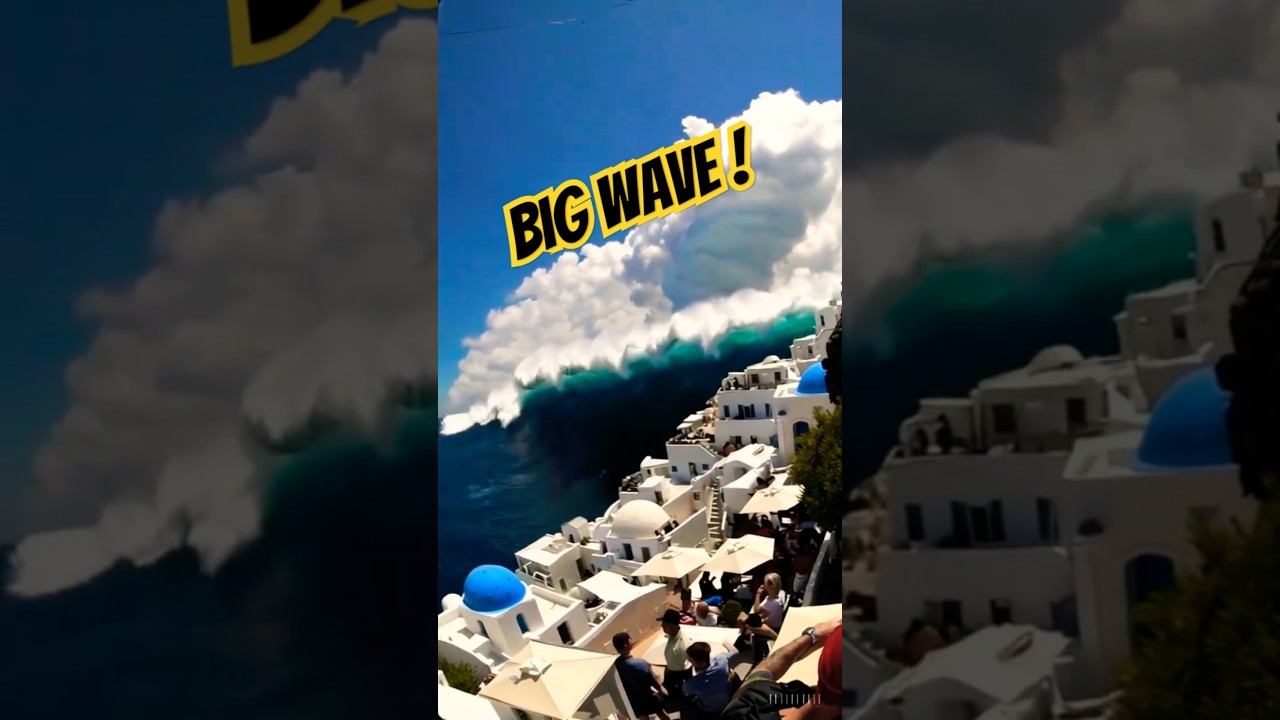 Massive Wave Hits adorable village 🌊 #tsunami #greece #viralvideo #shorts #tsunami #ai