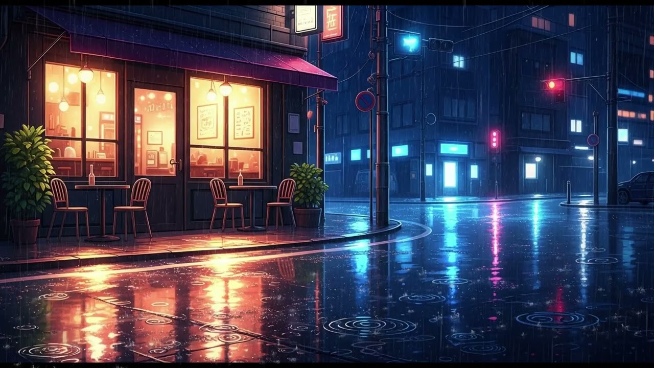 Rainy Tokyo Midnight Café ☕ Deep Sleep Lofi with Night Rain Ambience