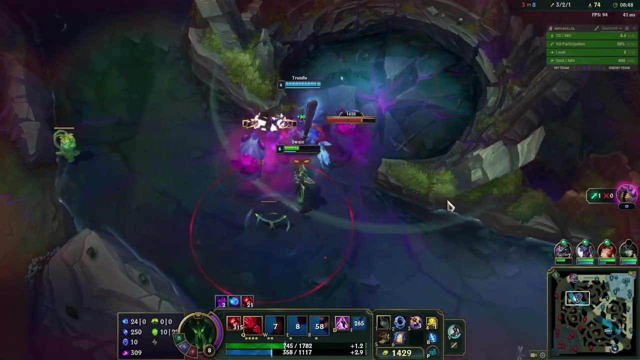 Swain Game 332 (Win vs Ahri, Bronze 1 Promotion)