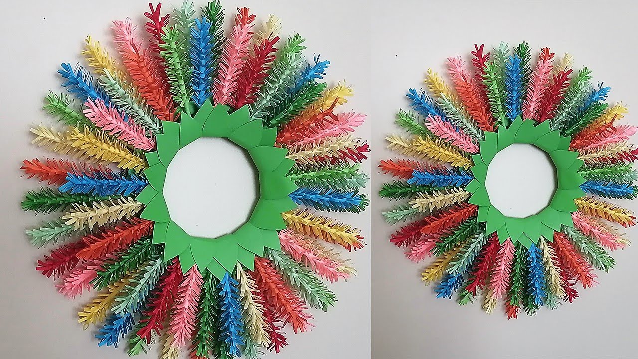 Kağıttan Rengarenk Kapı Süsü Yapımı / Paper Door Wreath Ideas - Diy Wall Hanging