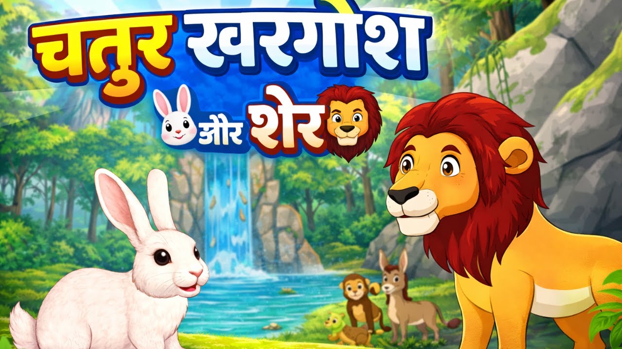 चतुर खरगोश और शेर, बच्चों की हिंदी कहानी, Moral Story for Kids, Kids Hindi Story, Animal Story