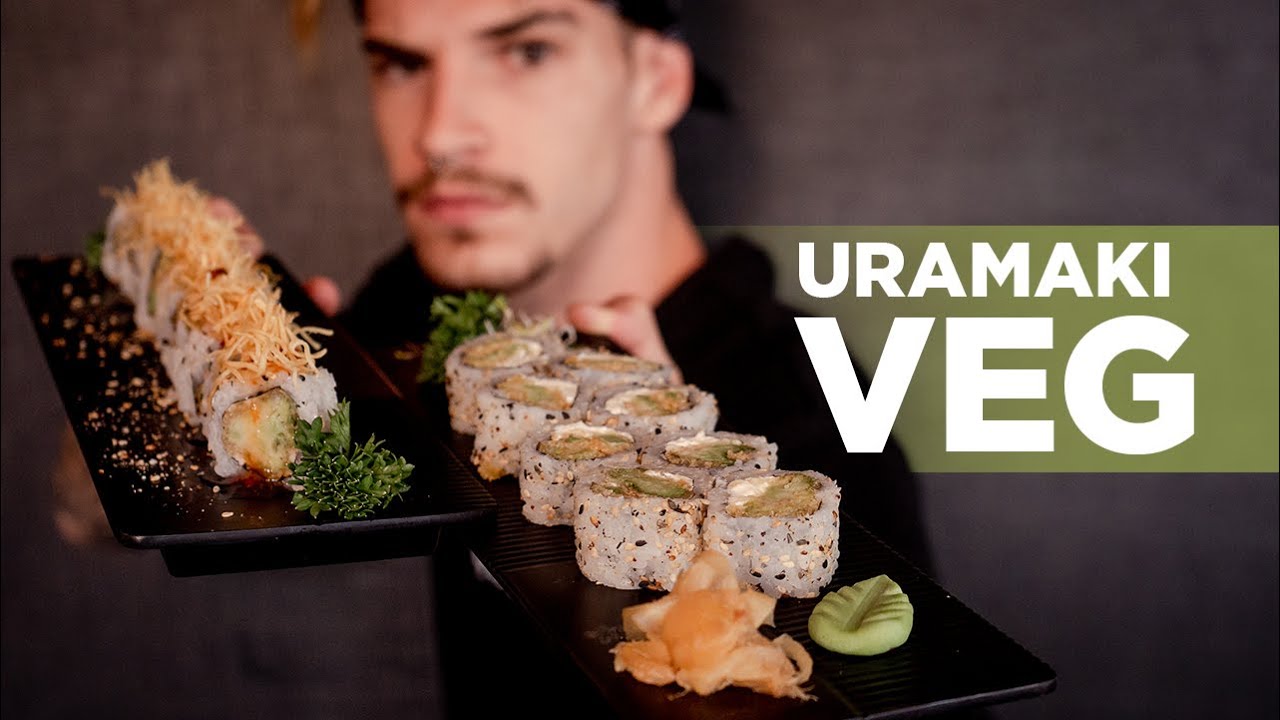 URAMAKI VEGETARIANO E VEGANO (brócolis furai) | Como fazer Sushi