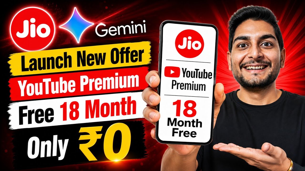 Jio Launch New Offer YouTube Premium Lite Free 18 Month With Gemini Through 