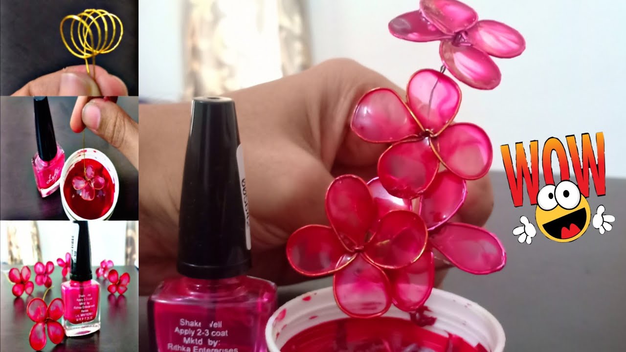 ഇതു നിങ്ങൾ കണ്ടിട്ടുണ്ടോ 😃ഒരു verity flower👌👍/how to make a nail polish flower