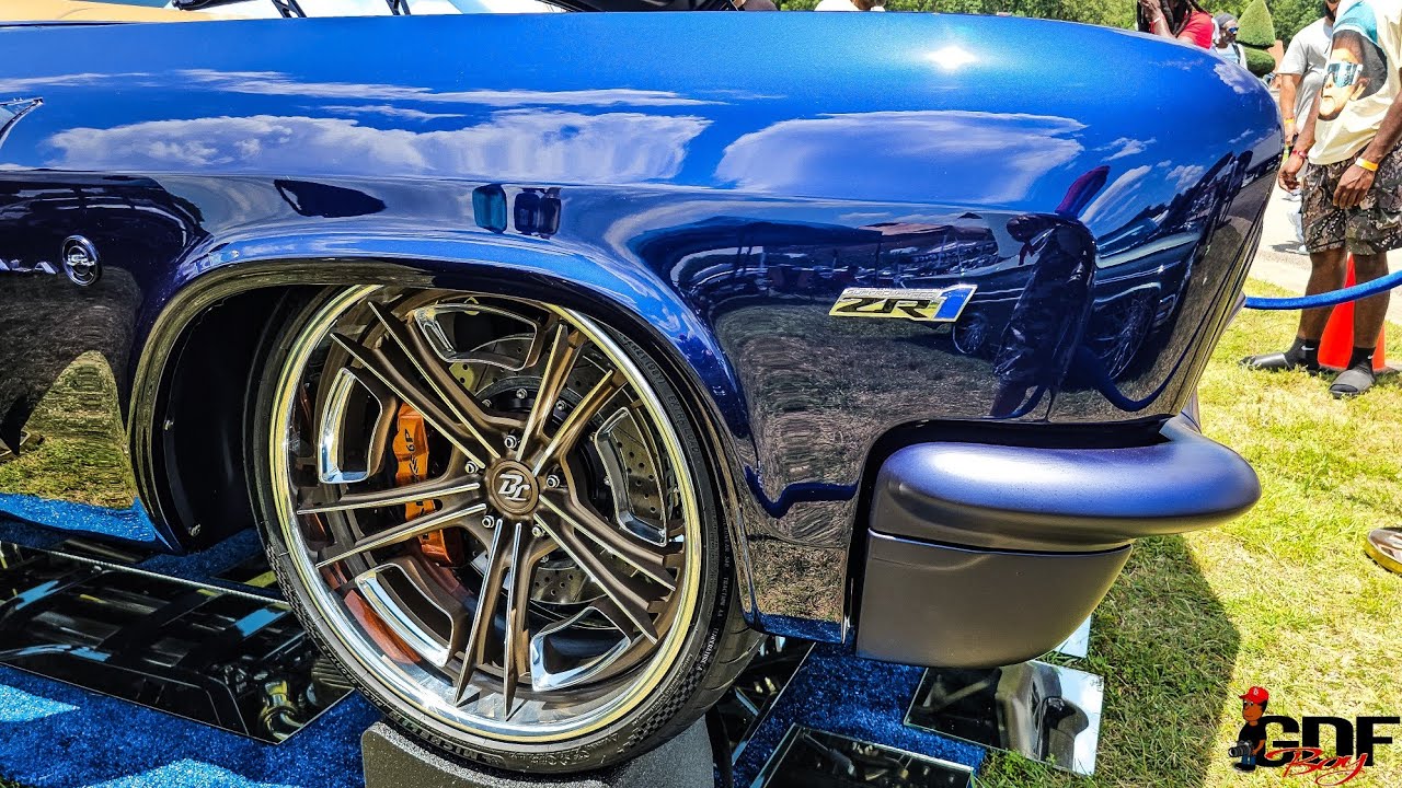 Blue Off-Frame ZR1 1966 Impala with Apricot Bentley Leather.