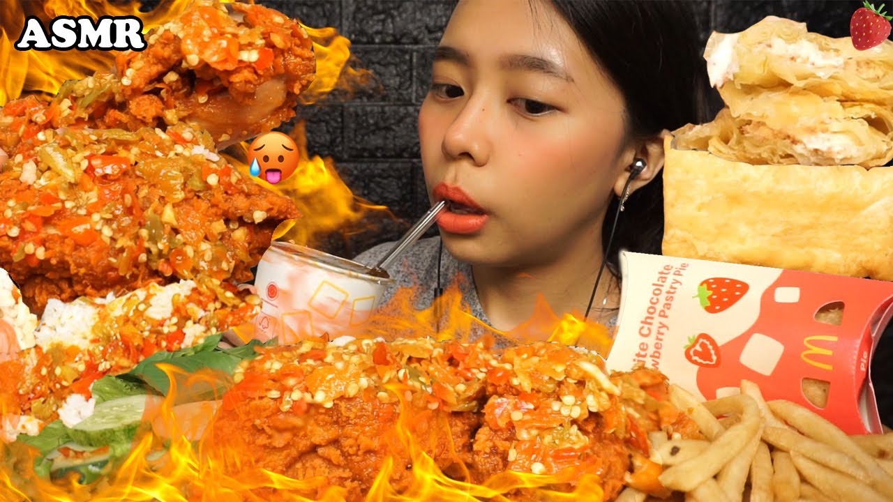 ASMR McDonald's SPICY FRIED CHICKEN ft. Sambel GEPREK Bensu Super Spicyyy 🥵🔥 | Eating Sounds