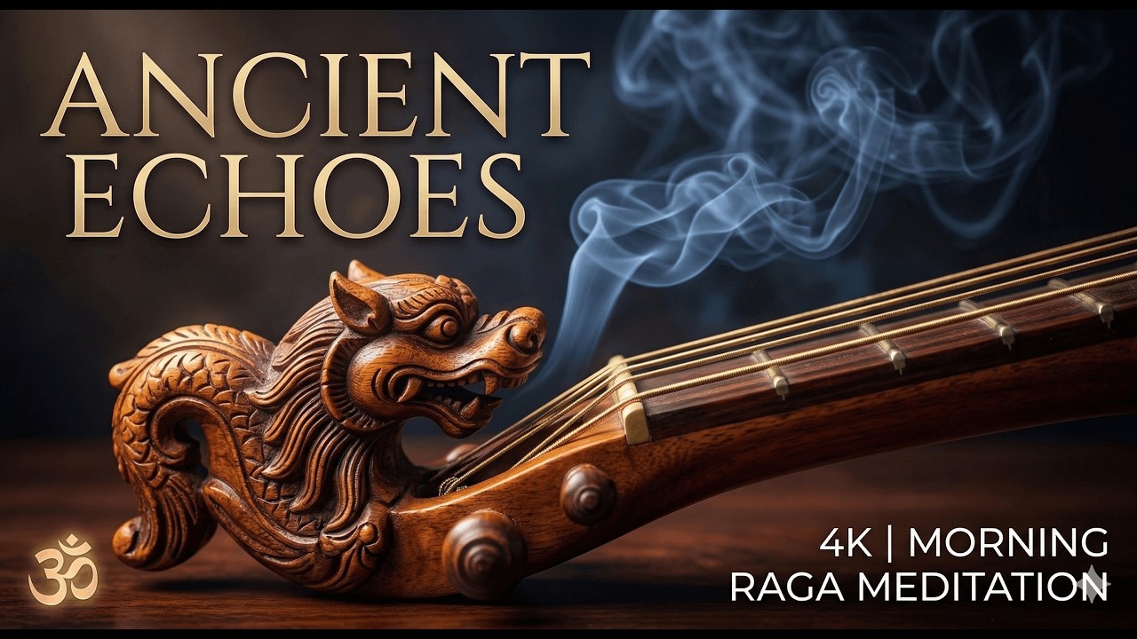 1 HOUR Deep Meditation Veena 🪕 Ancient Indian Strings | 4K Morning Raga Seamless Loop