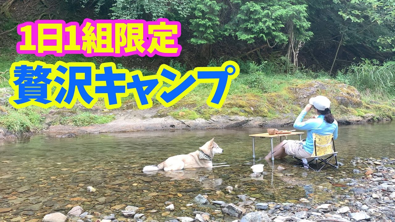 【デリカD5で初キャンプ🏕】秘密基地を探検して川遊びして最高のロケーションで朝食が食べられる1日1組限定の貸切キャンプ場🐕✨