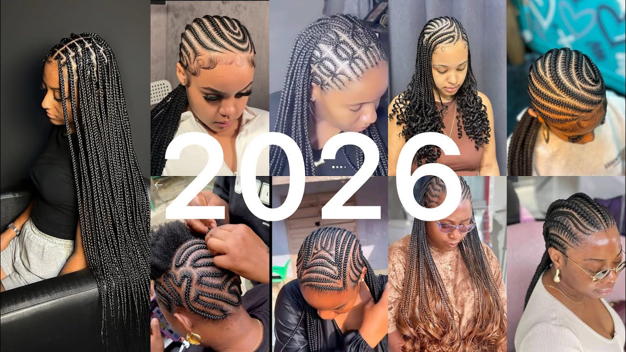 2026 CUTE LATEST CORNROW BRAIDS HAIRSTYLES/GHANA WEAVING HAIRSTYLES/ STITCH BRAIDS HAIRSTYLES #viral