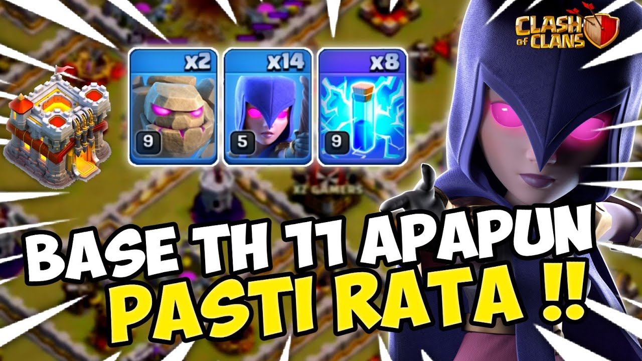 AUTO RATA YA GAES YA !! Combo Golem Witch + Zap Spell STRATEGI TH 11 - Clash Of Clana