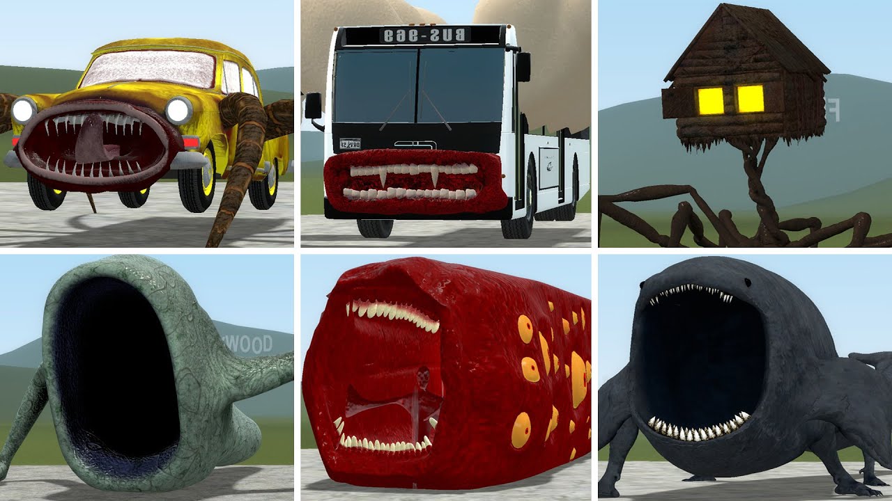 CAR EATER, BUS EATER BUILDER, HOUSE HEAD, SEA EATER, BLOOP VS ALL TREVOR HENDERSON BATTLE In GMOD!
