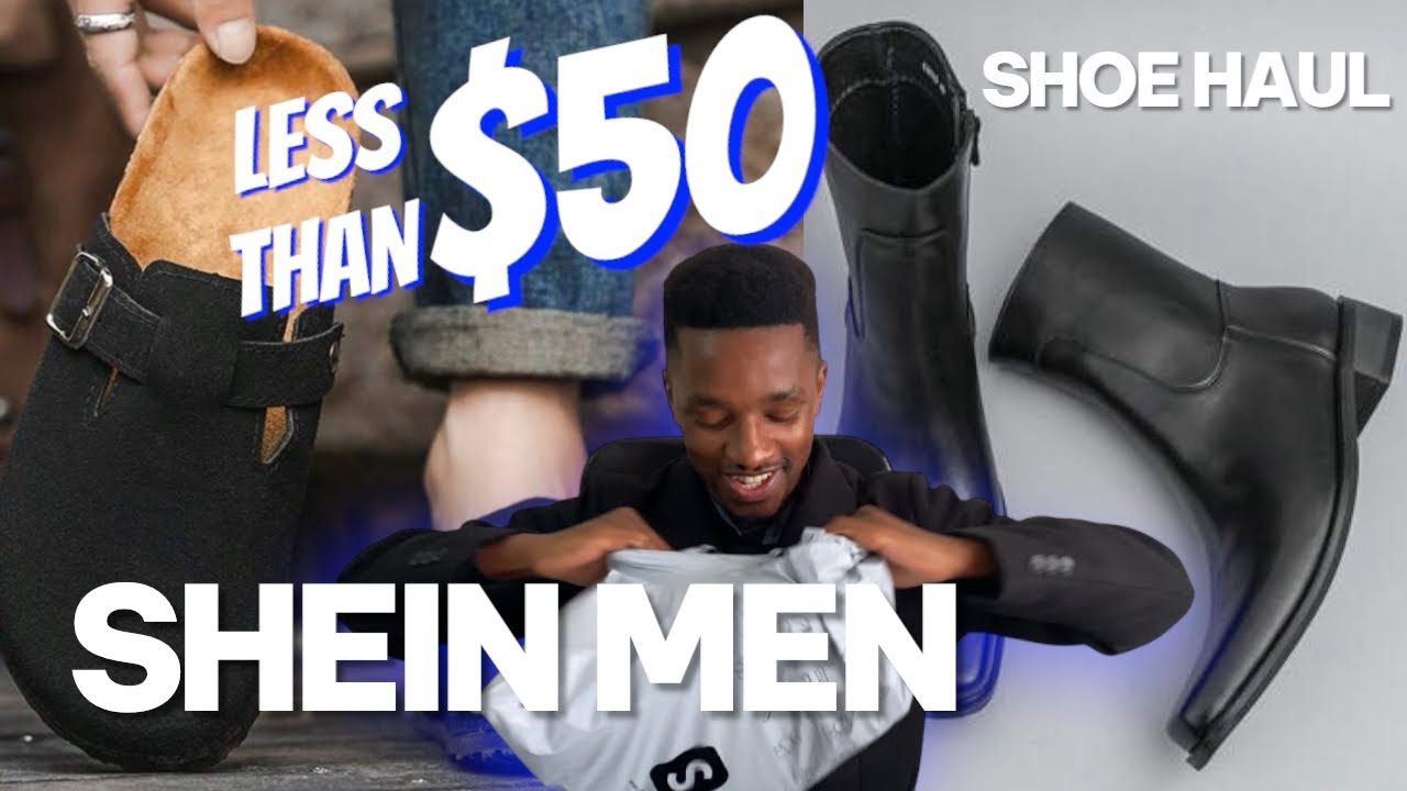SHEIN MEN Shoe Haul Under $50 | Trying On and Styling Black Mules, Oxford Dress shoes & High Boots!