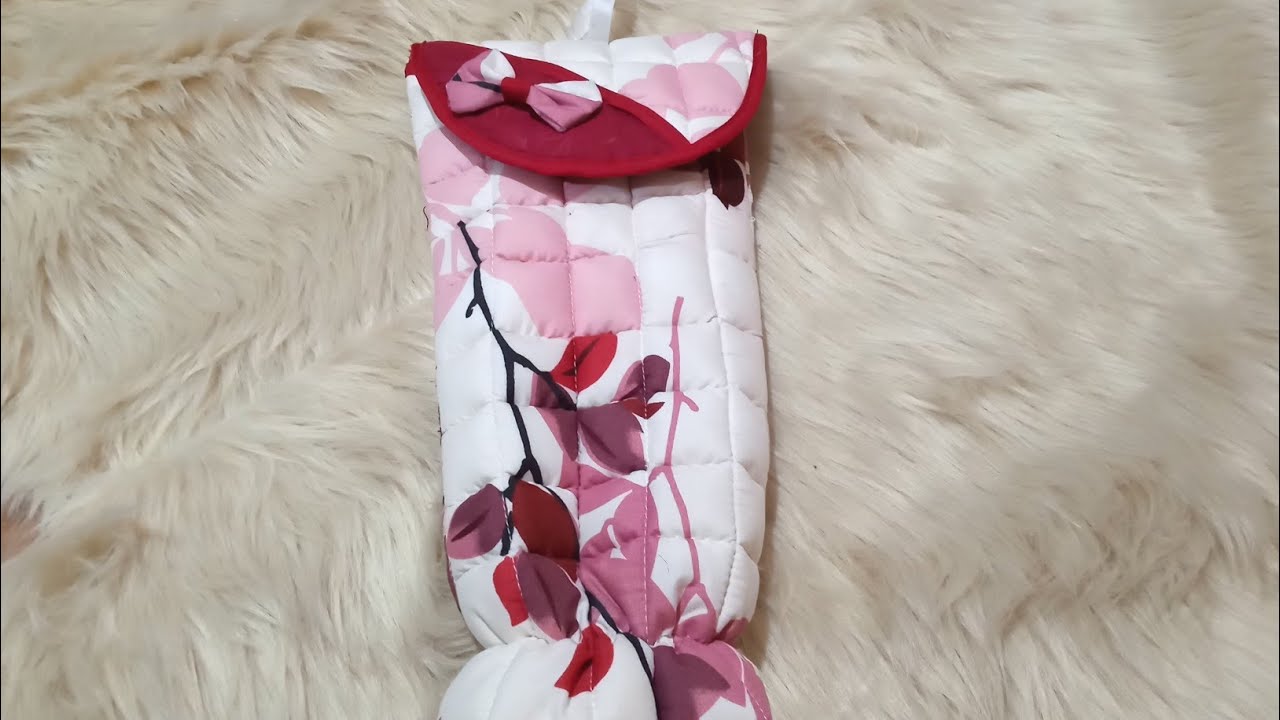 طريقه خياطه حامل ومنظم اكياس بلاستكيه،، تتمه لاكسسورات المطبخ