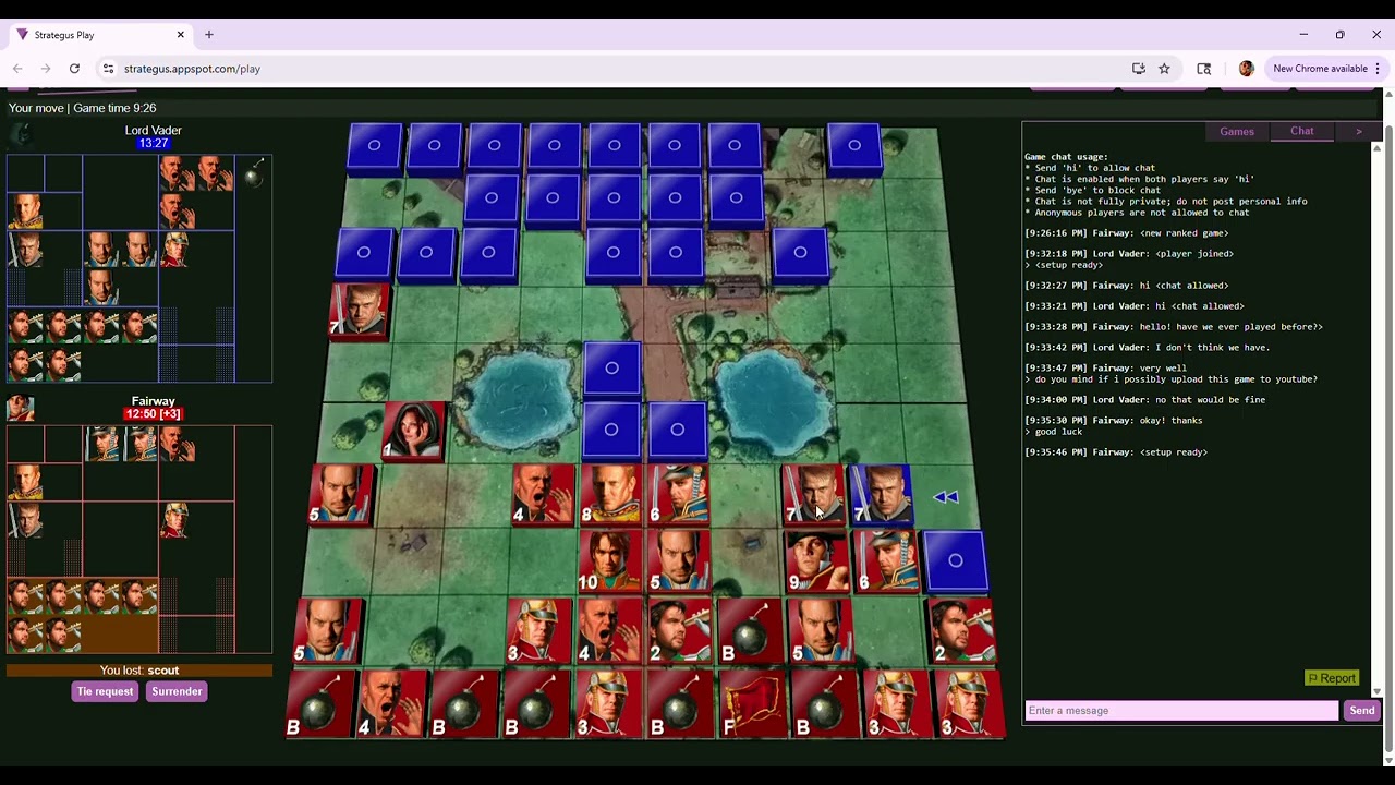 Stratego - Ranked Game on Strategus #64 v. Lord Vader