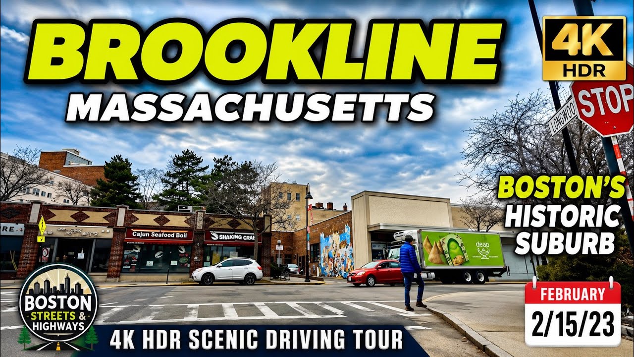 🚖 Brookline Massachusetts | 4K Scenic Driving Tour - 2/15/23