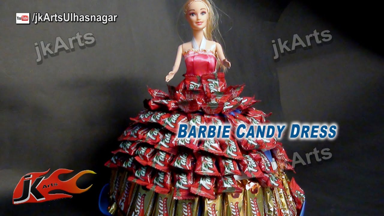 DIY Candy Created BARBIE Dress | How To Make A Candy Dress  | JK Arts 589