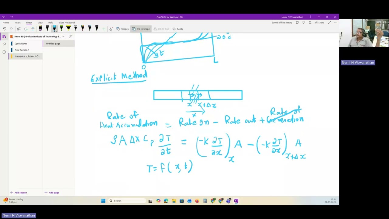 Numerical Solution to 1 D Transient ConductionDiffusion Equation 20260301 173928 Meeting Recording