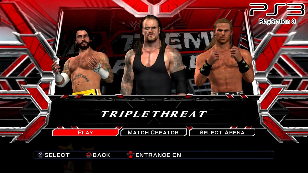 WWE SmackDown VS Raw 2011 PS3 — Гробовщик против CM Punk против Шона Майклза — Тройная угроза