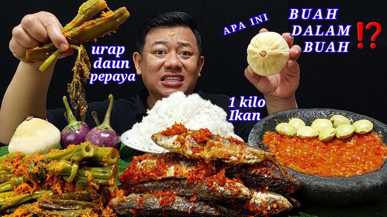 ENAK ⁉️ MAKAN LALAPAN JENGKOL MENTAH IKAN PINDANG PEDAS URAP BATANG PEPAYA SAMBEL TERASI