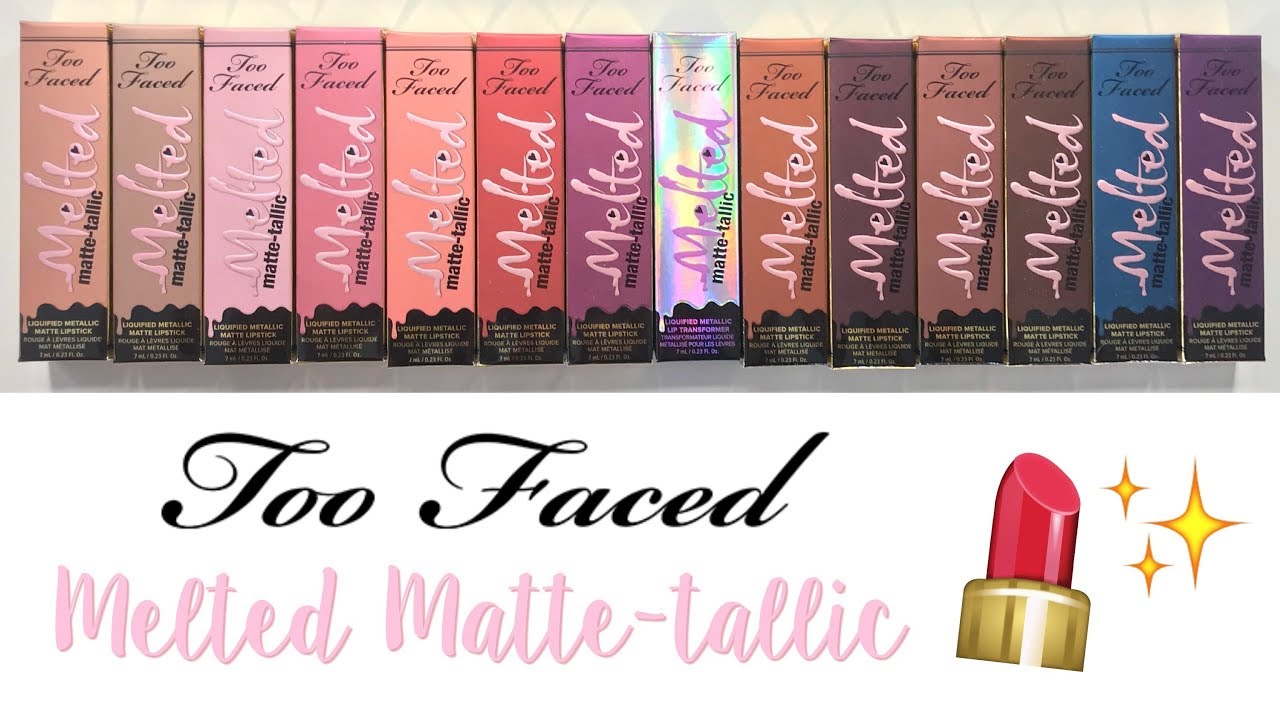 *NEW* Too Faced Melted Matte-Tallic Lip Swatches - ALL SHADES! | Romina Vasquez