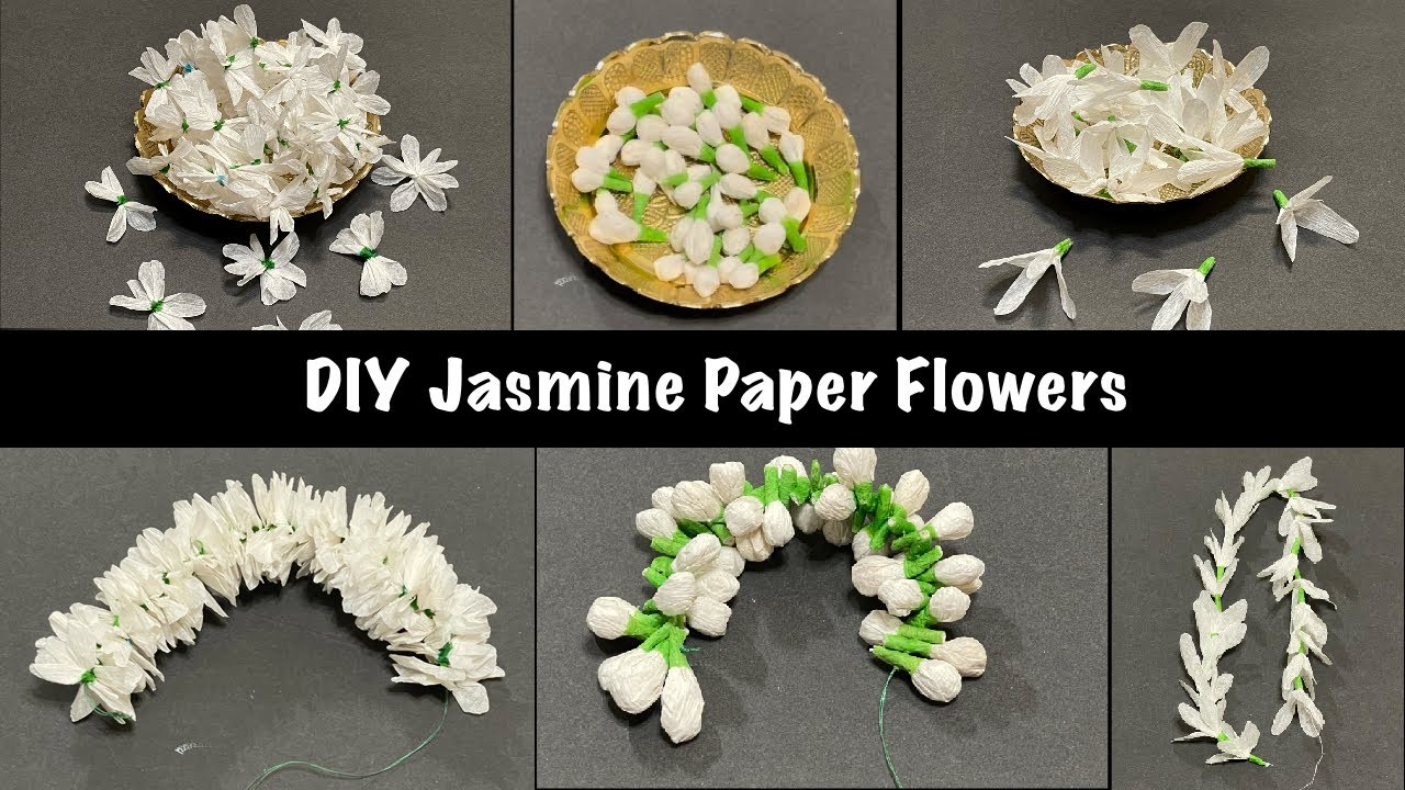 3 Ways To Make Jasmine Paper Flowers & Garland With Crepe Streamers | Easy DIY Paper Flower Craft