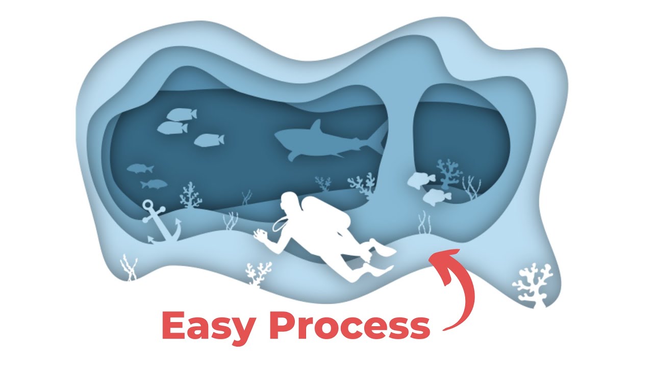 3D Layered Paper Cutout Effect Underwater Illustration in Inkscape