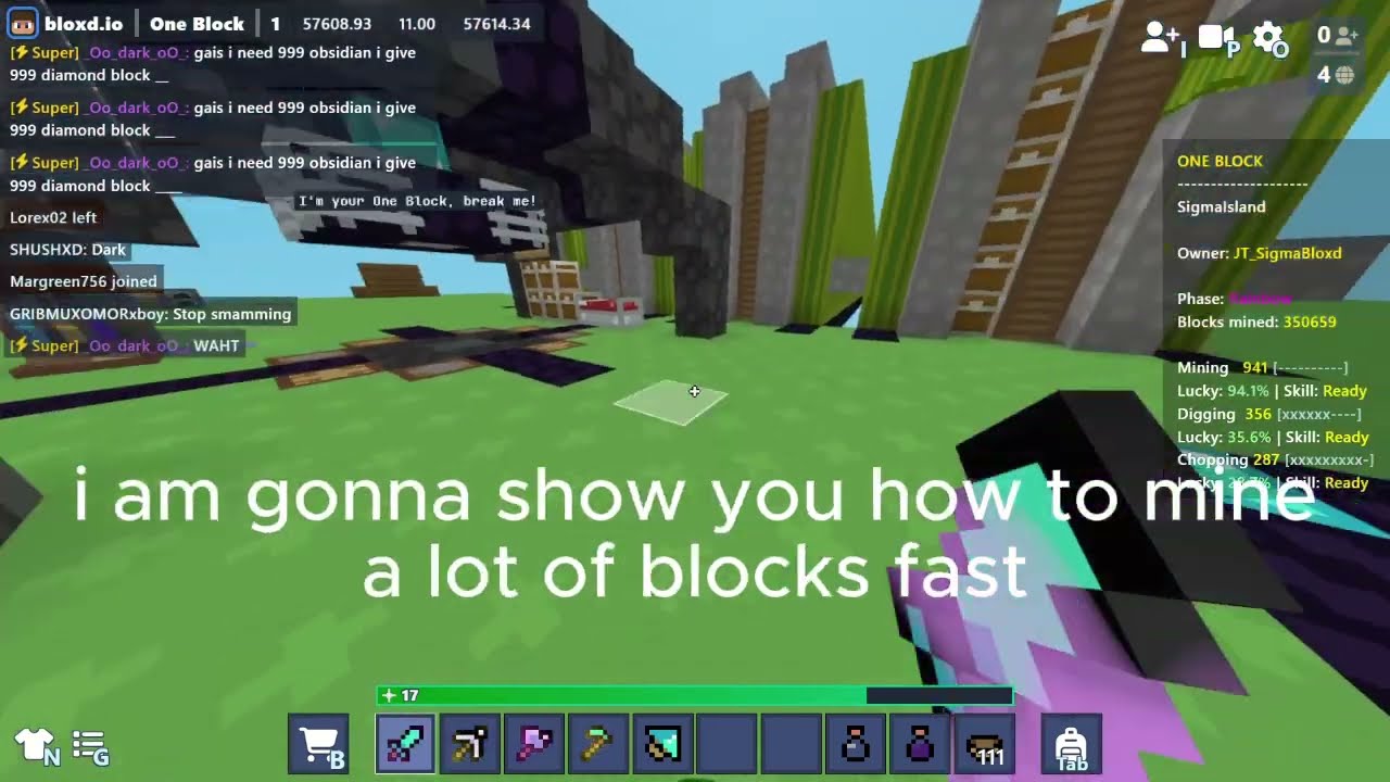 How to mine blocks super fast in one block (Bloxd.io)