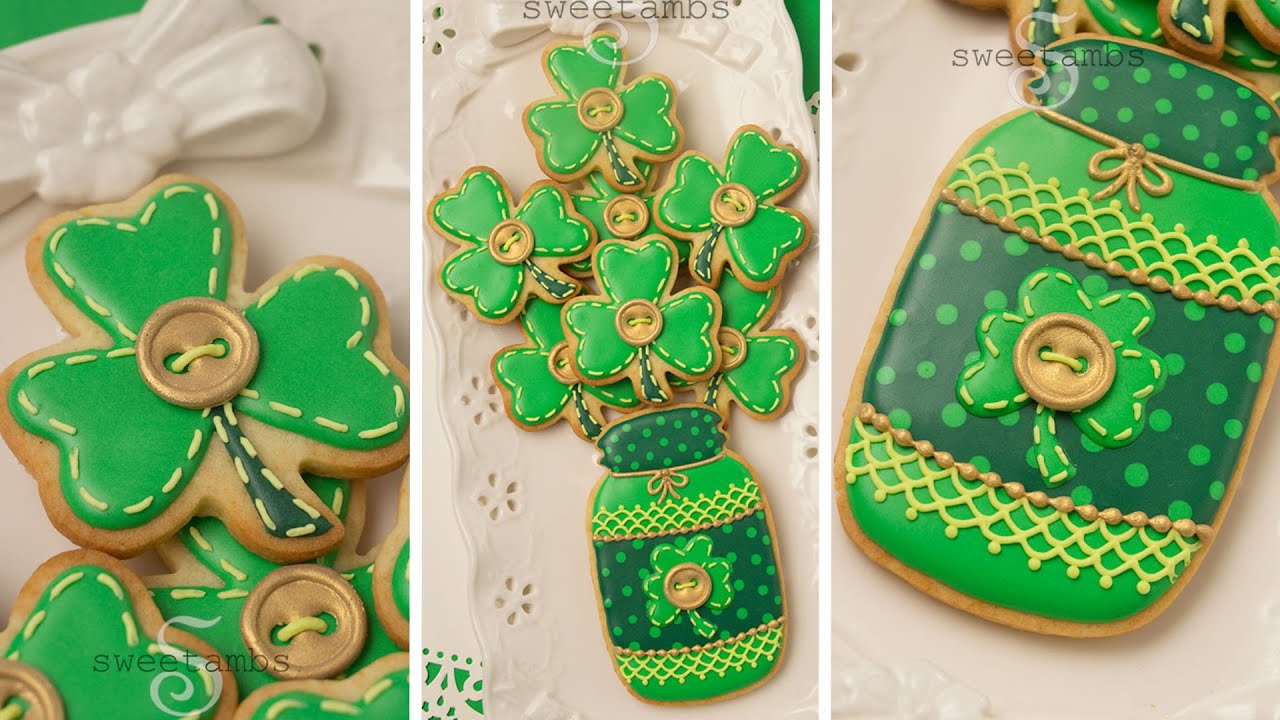How To Decorate Saint Patrick's Day Cookies | Mason Jar and Shamrock Cookie Decorating Tutorial