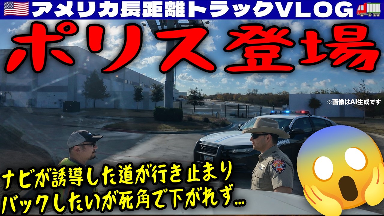 【ポリス登場】ナビが誘導した道が行き止まり！バックするにも死角で動けない！ゲート付きの施設を道路と認識したか！テキサス州【前編】2025年12月18日 | 🇺🇸アメリカ長距離トラックVLOG🚚