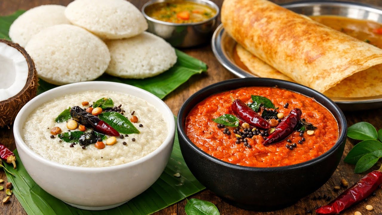 Idli Dosa ke liye 2 Best Chutney | Coconut Chutney + Tomato Kara Chutney Recipe