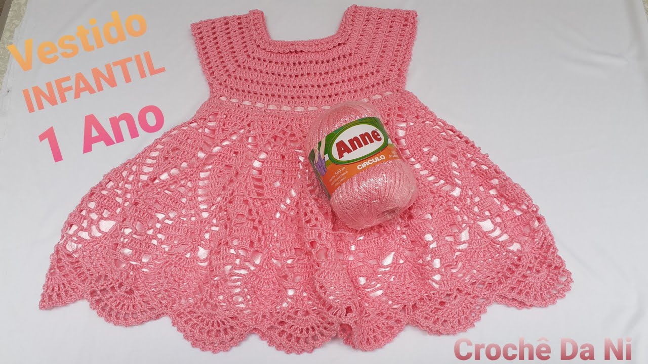 🚫VLOG  *Vestido De Crochê Infantil  Tamanho 1 Ano