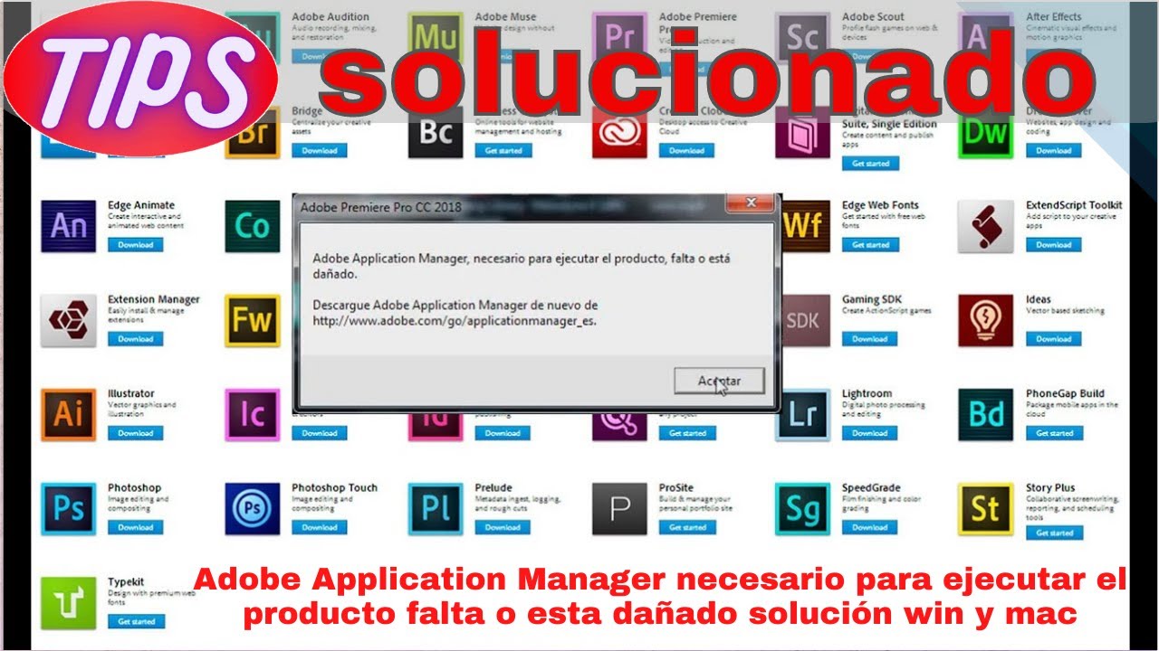 Adobe Application Manager necesario para ejecutar el producto falta o esta dañado solución win y mac