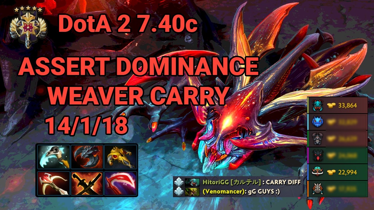 ASSERT DOMINANCE - (7.40c) WEAVER CARRY 14/1/18 Gameplay Highlights | DotA 2