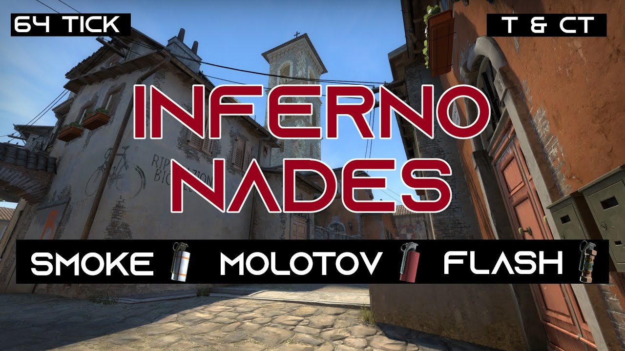 INFERNO NADES [64 tick] - T&CT Smokes, Molotovs, Popflashes 2020 (with call-outs and timestamps)