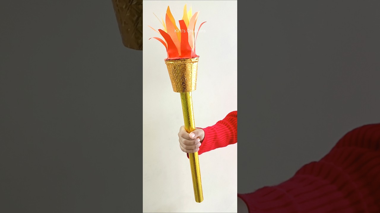 DIY Olympic Torch craft ✨🔥 #olympictorch #diy #craft #flame #olympics #schoolcrafts #shorts