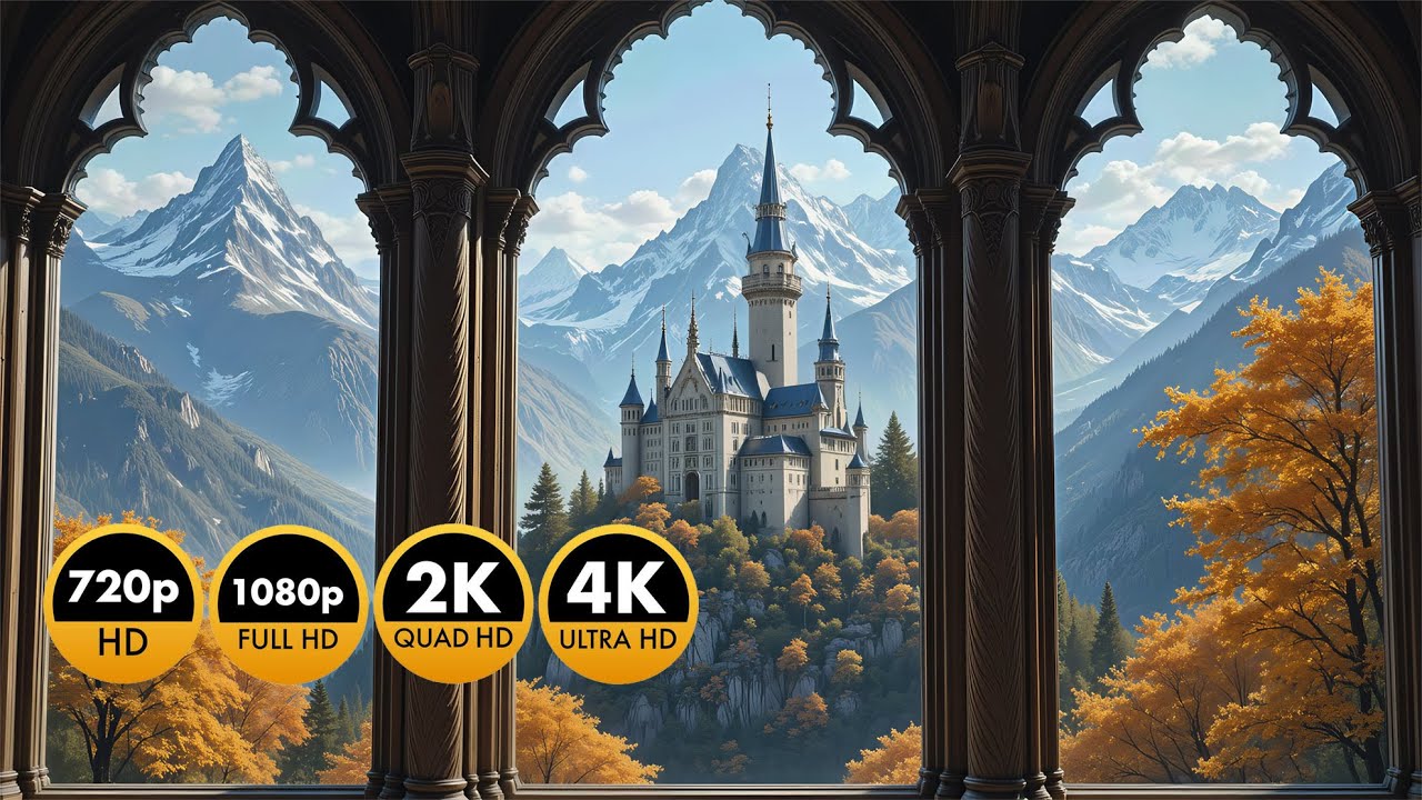 🏰 Fantasy Window Projector | Medieval Castle Window View | 4K No sound