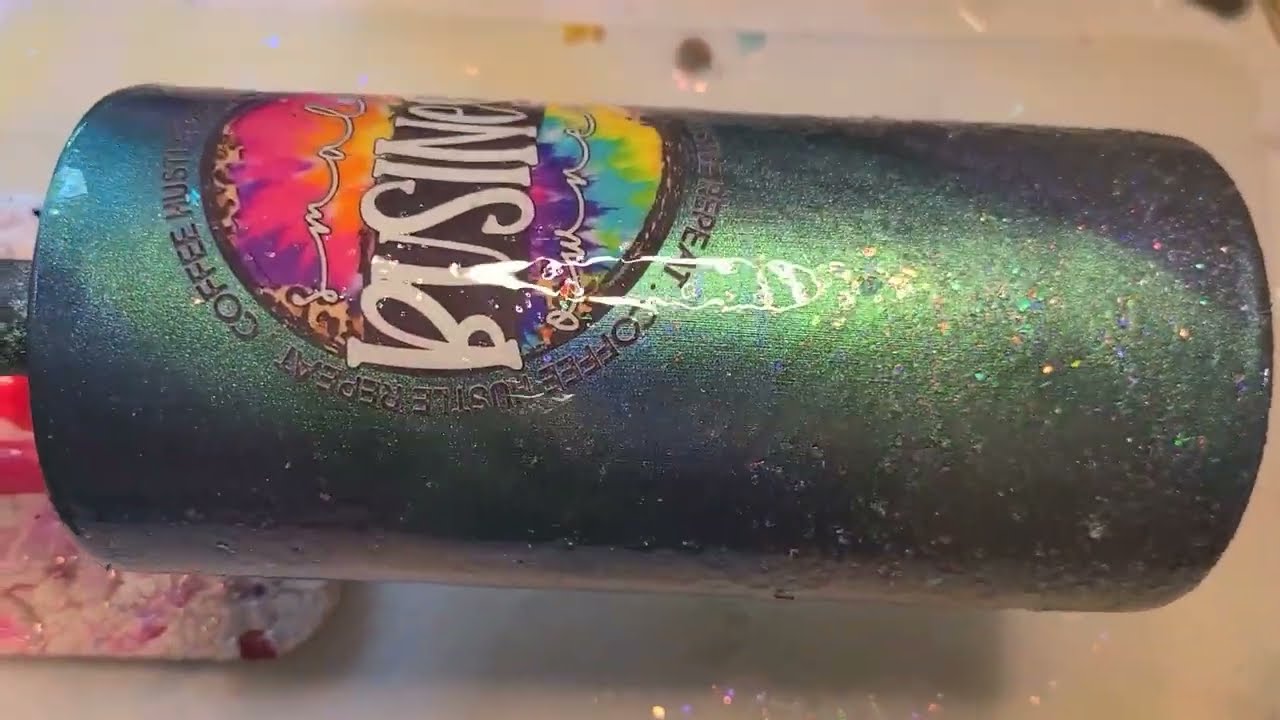 Trying out Let's Resin Chameleon Micas on an Epoxy Tumbler Black Base Tack It Method