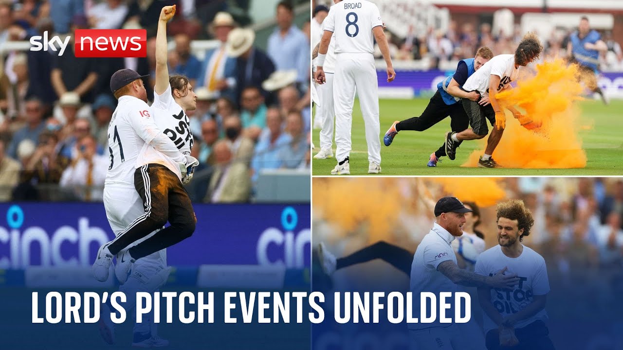 Ashes Test: England player carries Just Stop Oil protester off pitch at Lord's