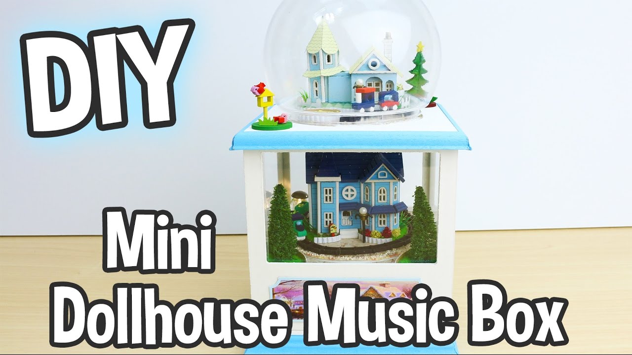 DIY Miniature Dollhouse Music Box Kit that Spins and has Working Lights! Cute!/ Relaxing Craft