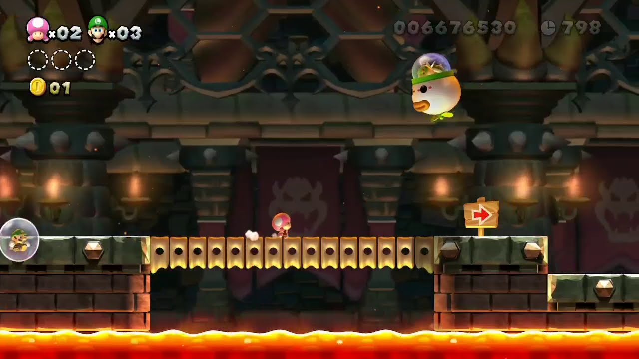 Super Mario Bros U Deluxe castillo final 2 players